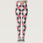 Zwarte bloemen en roze ventilator leggings (Voorkant)
