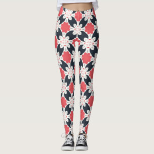 Zwarte bloemen en roze ventilator leggings