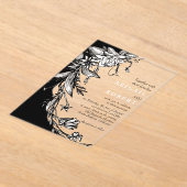 Zwarte bloemen en typografie bloemenbruiloft acryl uitnodigingen (Laagn)