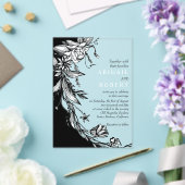 Zwarte bloemen en typografie bloemenbruiloft acryl uitnodigingen (Insitu (Huwelijk))