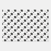 Zwarte bloemen en zilveren kronen inpakpapier vel (Voorkant)