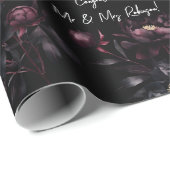 Zwarte bloemen gefeliciteerd meneer en mevrouw bru cadeaupapier (Rol Hoek)