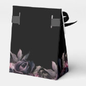 Zwarte Bloemen Gotische Bruiloft Bedankdoosjes (Achterkant)