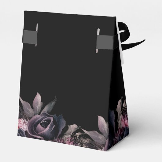 Zwarte Bloemen Gotische Bruiloft Bedankdoosjes (Achterkant)