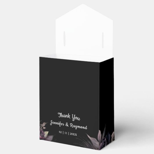 Zwarte Bloemen Gotische Bruiloft Bedankdoosjes (Geopend)