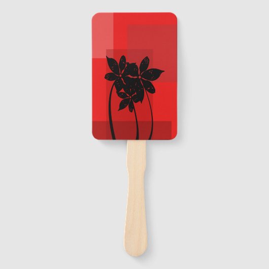 Zwarte bloemen handwaaier (Voorkant)