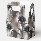 Zwarte Bloemen in Gotische Stijl Bedankdoosjes (Geopend)