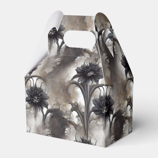 Zwarte Bloemen in Gotische Stijl Bedankdoosjes (Voorkant Zijde)