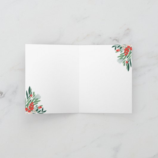 Zwarte bloemen Kerstmis Kaart (Binnen)