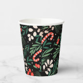 Zwarte bloemen Kerstmis Papieren Bekers (Links)
