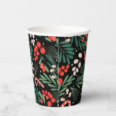 Zwarte bloemen Kerstmis Papieren Bekers (Rechts)