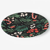 Zwarte bloemen Kerstmis Papieren Bordje (Gekanteld)