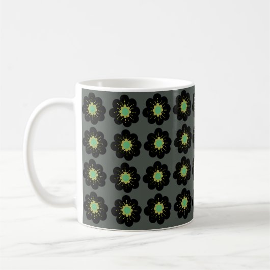 Zwarte bloemen koffiemok (Links)