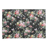 Zwarte  Bloemen Kussensloop Set (Voorkant-Rechts)