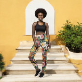 Zwarte Bloemen  Leggings