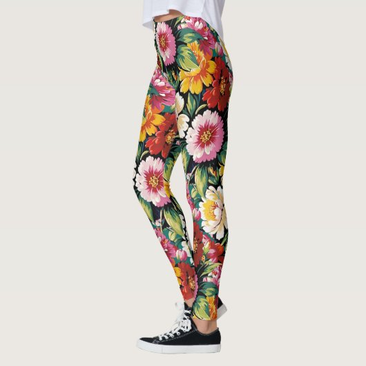 Zwarte Bloemen  Leggings (Links)