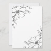 Zwarte Bloemen Lijn Tekening Huwelijksuitnodiging Kaart (Achterkant)