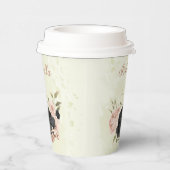 zwarte bloemen met roze blos  papieren bekers (Rechts)