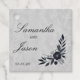 Zwarte bloemen met wisselende stemming bedankjes labels