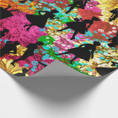 Zwarte Bloemen Midden-Eeuw 1950  silhouet Cadeaupapier (Hoek)