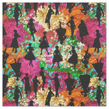 Zwarte Bloemen Midden-Eeuw 1950  silhouet