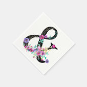 Zwarte Bloemen Moderne Ampersand Chic Lente Bruilo Servetten (Hoek)