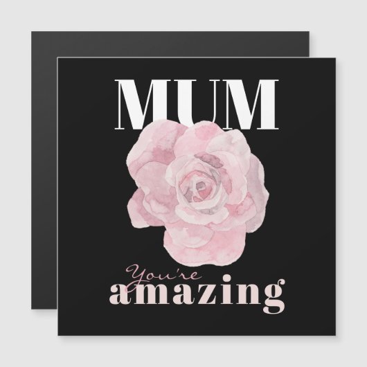 Zwarte Bloemen Moederdag Groetmagneet (Voorkant / Achterkant)