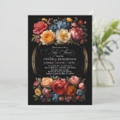 Zwarte Bloemen Moody Botanisch Gotisch Baby shower Kaart (Staand voorkant)