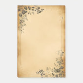 Zwarte Bloemen op oud perkament Post-it® Notes (Voorkant)