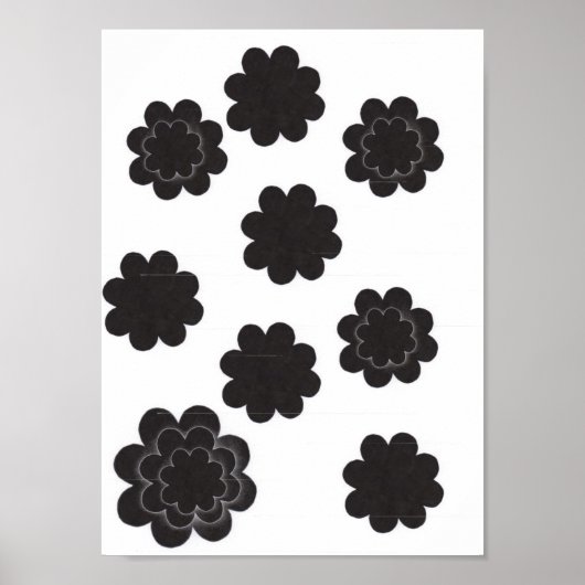 Zwarte bloemen poster (Voorkant)