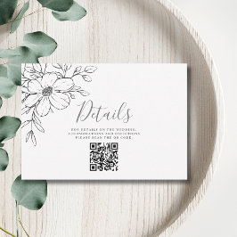 Zwarte Bloemen QR Code Detail Trouwruimte Kaart