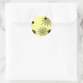 Zwarte bloemen ronde sticker (Tas)