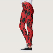 Zwarte bloemen rood leggings (Links)