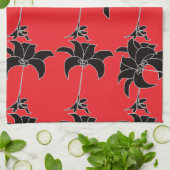 Zwarte bloemen rood theedoek (Gevouwen)