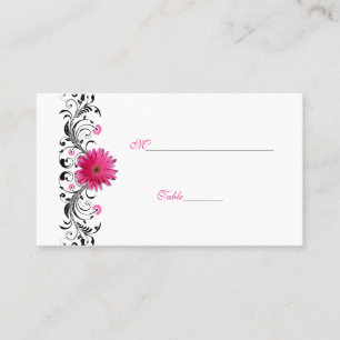 Zwarte Bloemen Roze Gerbera Daisy Place Card Plaatskaartje