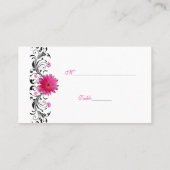 Zwarte Bloemen Roze Gerbera Daisy Place Card Plaatskaartje (Achterkant)
