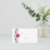 Zwarte Bloemen Roze Gerbera Daisy Place Card Plaatskaartje (Staand voorkant)