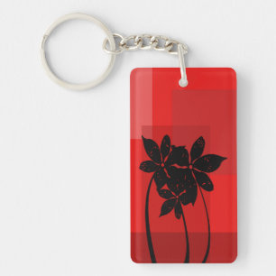 Zwarte bloemen sleutelhanger