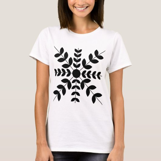 Zwarte Bloemen T-shirt (Voorkant)