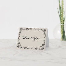 Zwarte bloemen thank-you kaart met getypte bericht