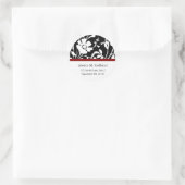 Zwarte Bloemen Top Adresetiketten Ronde Sticker (Tas)