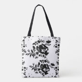 Zwarte bloemen  tote bag (Achterkant)