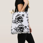 Zwarte bloemen  tote bag (Dichtbij)