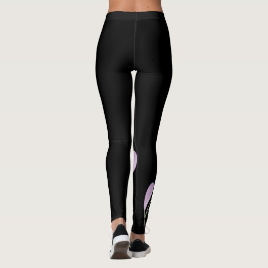 Zwarte Bloemen Waterverf Yoga Broek Leggings (Achterkant)