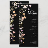 Zwarte Bloemen Wedding Event Menu Tafel Decor (Voorkant / Achterkant)