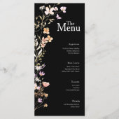 Zwarte Bloemen Wedding Event Menu Tafel Decor (Voorkant)