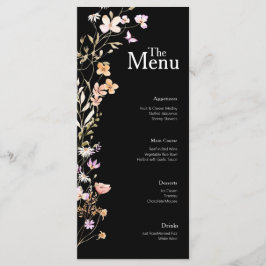 Zwarte Bloemen Wedding Event Menu Tafel Decor