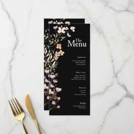 Zwarte Bloemen Wedding Event Menu Tafel Decor