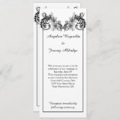 zwarte bloemen wervelingen bruiloft uitnodiging (Voorkant / Achterkant)