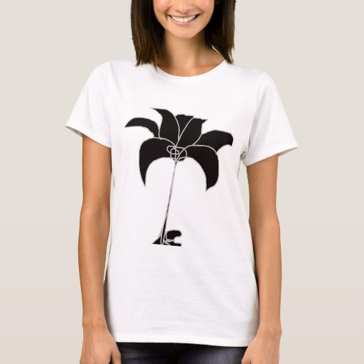 Zwarte Bloemen Wit T-shirt (Voorkant)